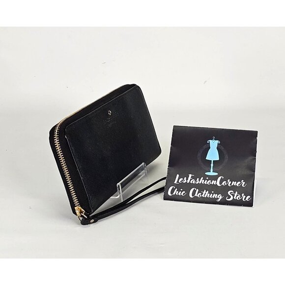 Kate Spade Women's Saffiano Black Leather Zip-Around Wristlet Wallet 133 - Picture 7 of 14